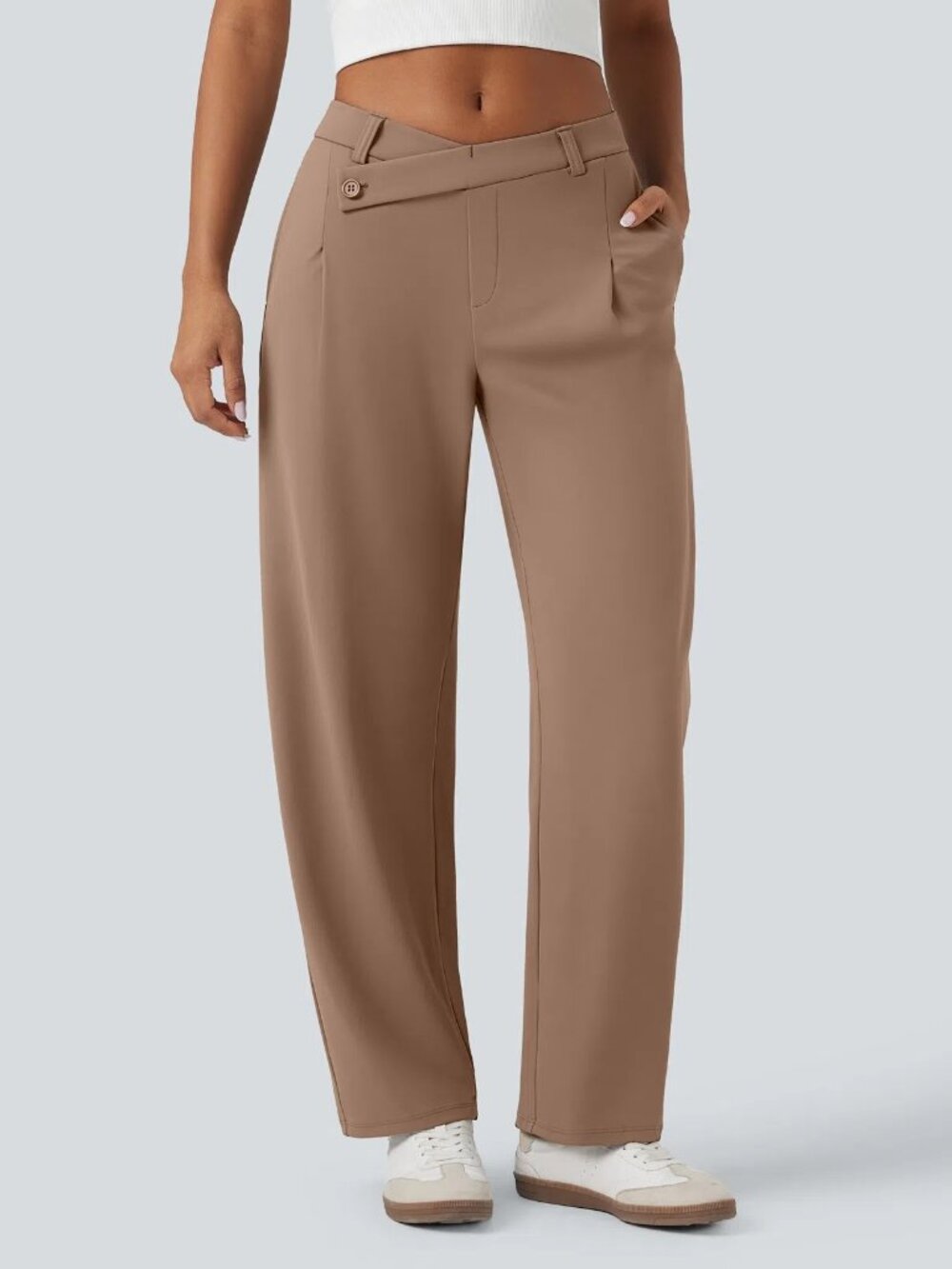 Halara Small Burro Color Flex DayStretch Asymmetric MidRise Barrel Leg Work Pant